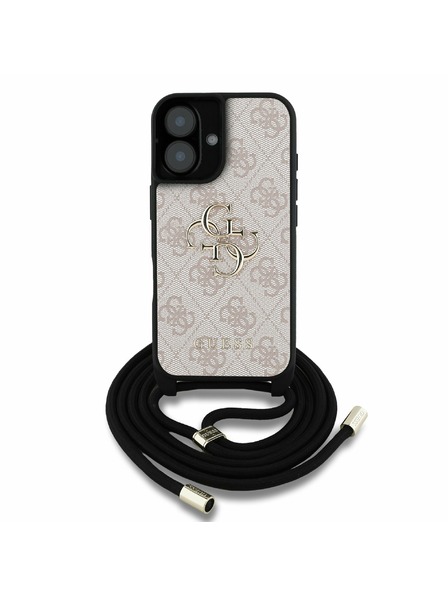Guess Guess PU 4G Metal Logo Crossbody Popruh Zadní Kryt pro iPhone 16 Pink
