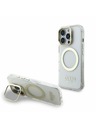 Guess Guess IML Gold Outline Stand Camera Frame MagSafe Zadní Kryt pro iPhone 16 Pro Max Transparent