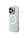 Guess Guess IML Gold Outline Stand Camera Frame MagSafe Zadní Kryt pro iPhone 16 Pro Max Transparent