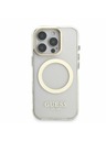 Guess Guess IML Gold Outline Stand Camera Frame MagSafe Zadní Kryt pro iPhone 16 Pro Max Transparent