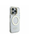 Guess Guess IML Gold Outline Stand Camera Frame MagSafe Zadní Kryt pro iPhone 16 Pro Max Transparent