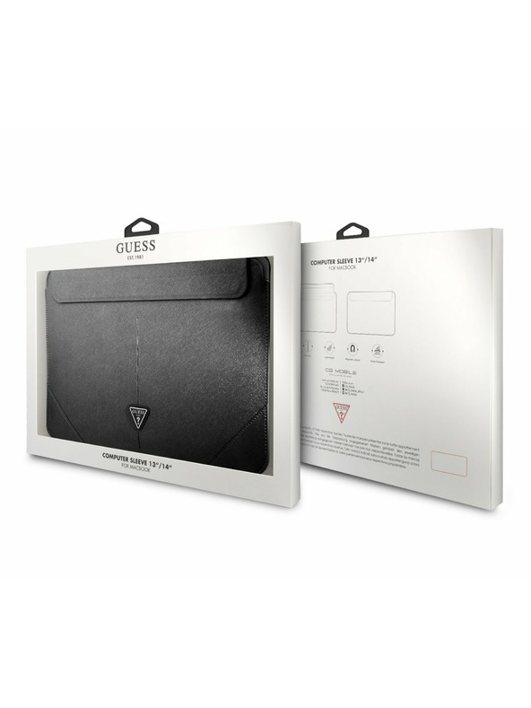 Guess Guess Saffiano Triangle Metal Logo Computer Sleeve 13/14" Black
