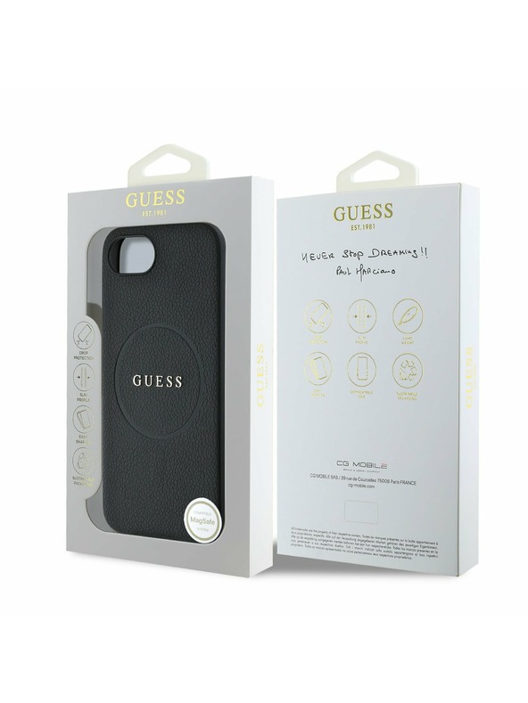 Guess Guess PU Grained Classic Logo MagSafe Zadní Kryt pro iPhone 16e Black