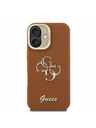 Guess Guess PU Grained 4G Logo Stand Camera Frame Zadní Kryt pro iPhone 16 Brown