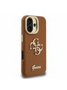 Guess Guess PU Grained 4G Logo Stand Camera Frame Zadní Kryt pro iPhone 16 Brown
