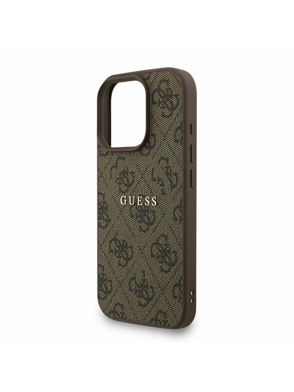 Guess Guess PU Leather 4G Colored Ring Strap MagSafe Zadní Kryt pro iPhone 16 Pro Brown