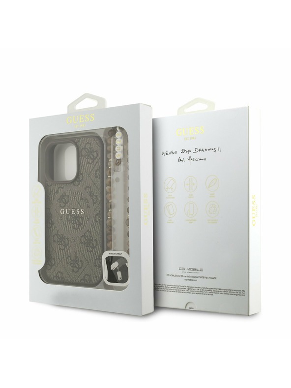 Guess Guess PU Leather 4G Colored Ring Strap MagSafe Zadní Kryt pro iPhone 16 Pro Brown