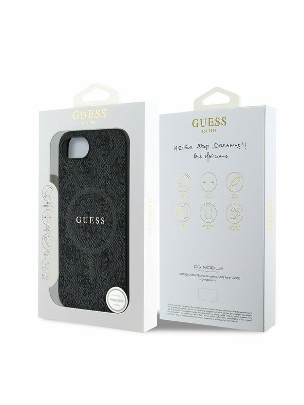 Guess Guess PU Leather 4G Colored Ring MagSafe Zadní Kryt pro iPhone 16e Black