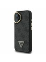 Guess Guess PU 4G Strass Triangle Logo Stand Camera Frame MagSafe Zadní Kryt pro iPhone 16 Black