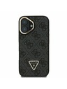 Guess Guess PU 4G Strass Triangle Logo Stand Camera Frame MagSafe Zadní Kryt pro iPhone 16 Black