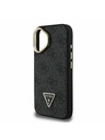 Guess Guess PU 4G Strass Triangle Logo Stand Camera Frame MagSafe Zadní Kryt pro iPhone 16 Black