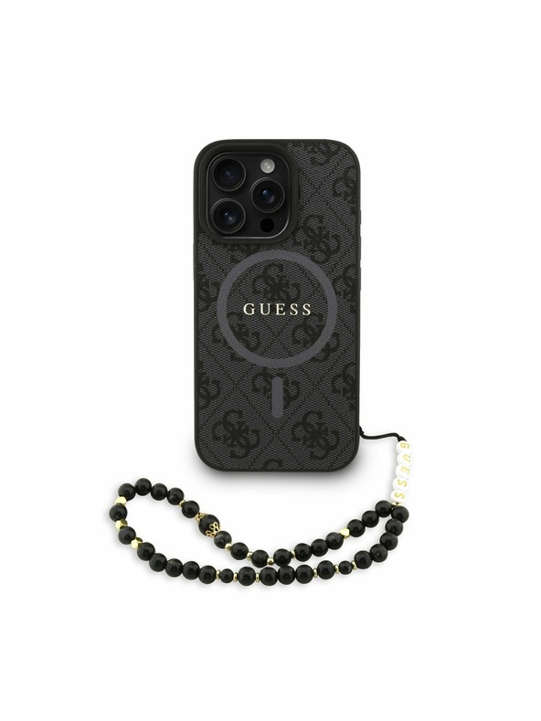 Guess Guess PU Leather 4G Colored Ring Strap MagSafe Zadní Kryt pro iPhone 16 Pro Max Black
