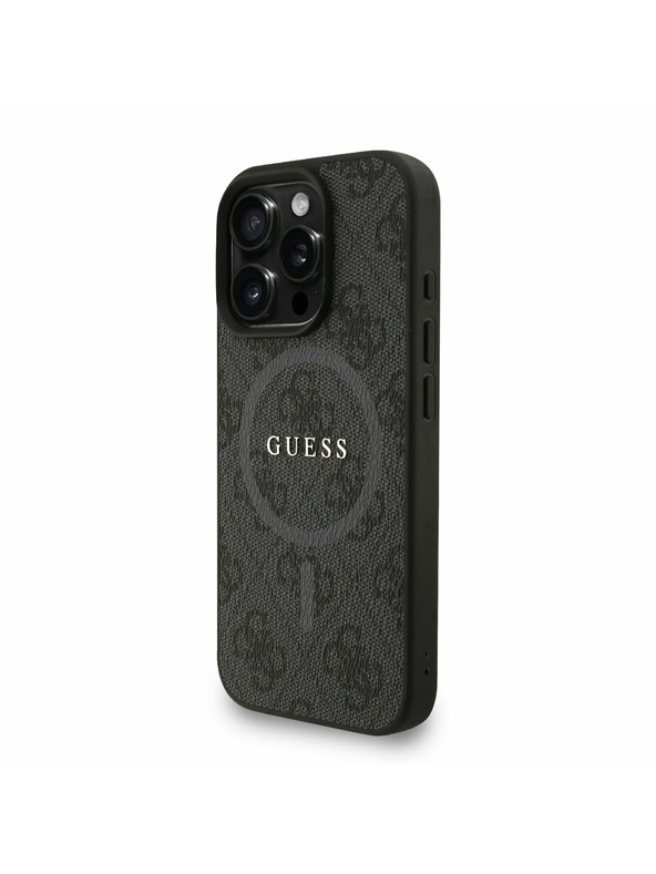 Guess Guess PU Leather 4G Colored Ring Strap MagSafe Zadní Kryt pro iPhone 16 Pro Max Black