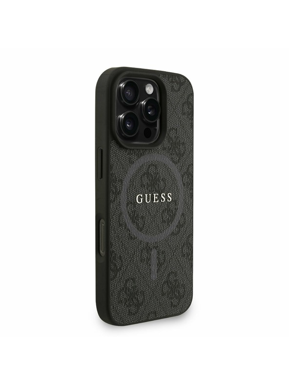 Guess Guess PU Leather 4G Colored Ring Strap MagSafe Zadní Kryt pro iPhone 16 Pro Max Black