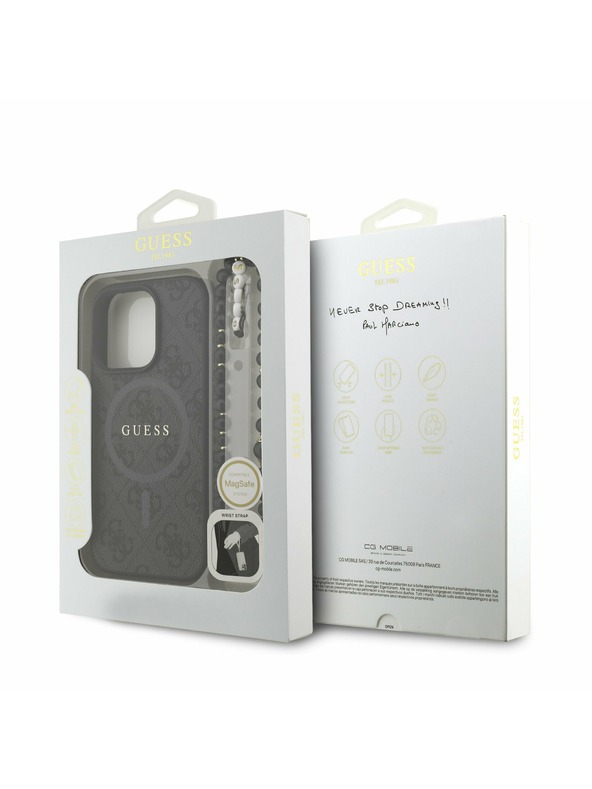 Guess Guess PU Leather 4G Colored Ring Strap MagSafe Zadní Kryt pro iPhone 16 Pro Max Black