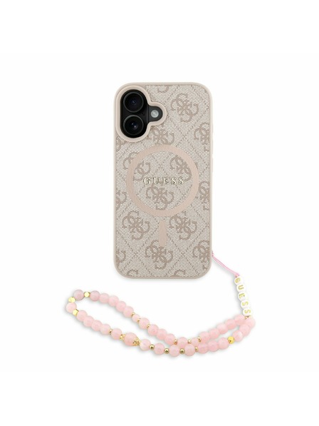 Guess Guess PU Leather 4G Colored Ring Strap MagSafe Zadní Kryt pro iPhone 16 Pink
