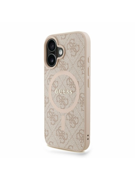Guess Guess PU Leather 4G Colored Ring Strap MagSafe Zadní Kryt pro iPhone 16 Pink