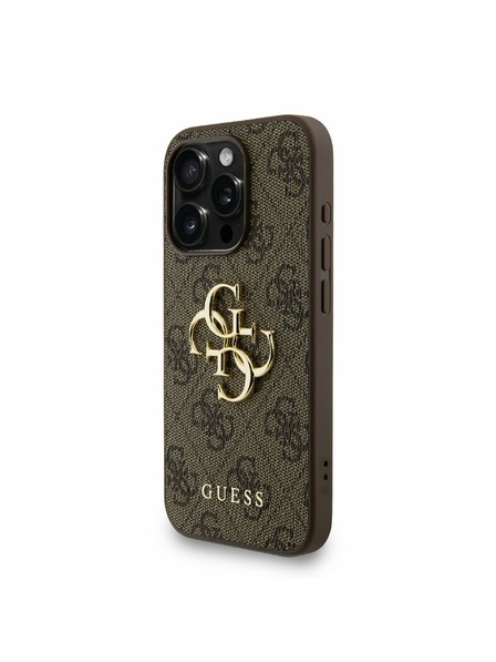 Guess Guess PU 4G Metal Logo Strap Zadní Kryt pro iPhone 15 Pro Brown