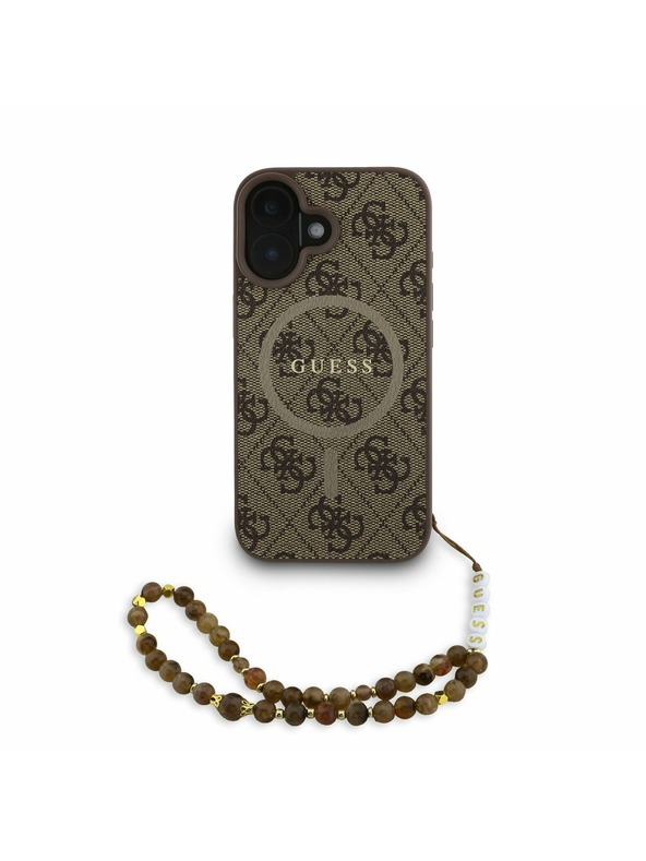 Guess Guess PU Leather 4G Colored Ring Strap MagSafe Zadní Kryt pro iPhone 16 Brown