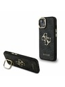 Guess Guess PU 4G Metal Logo Stand Camera Frame Zadní Kryt pro iPhone 13 Black