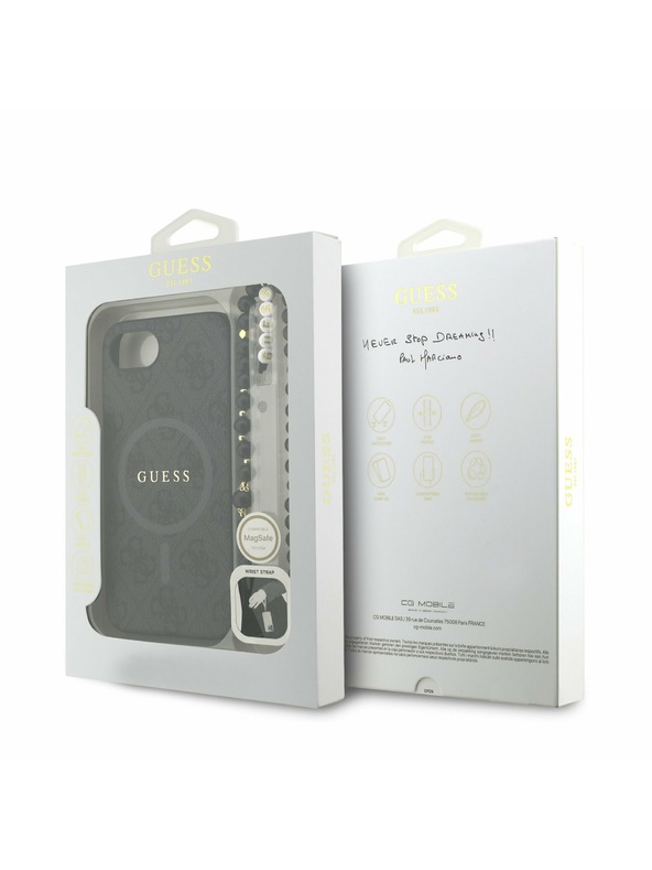 Guess Guess PU Leather 4G Colored Ring Strap MagSafe Zadní Kryt pro iPhone 16e Black