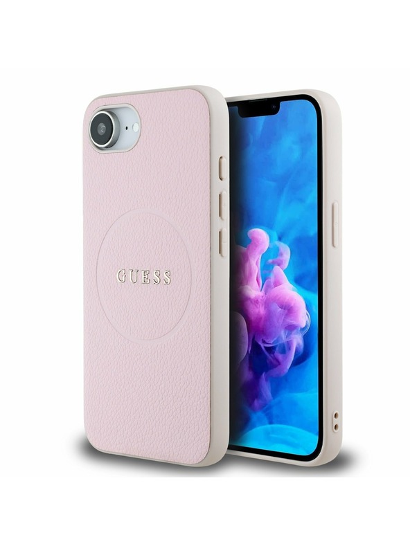Guess Guess PU Grained Classic Logo MagSafe Zadní Kryt pro iPhone 16e Pink