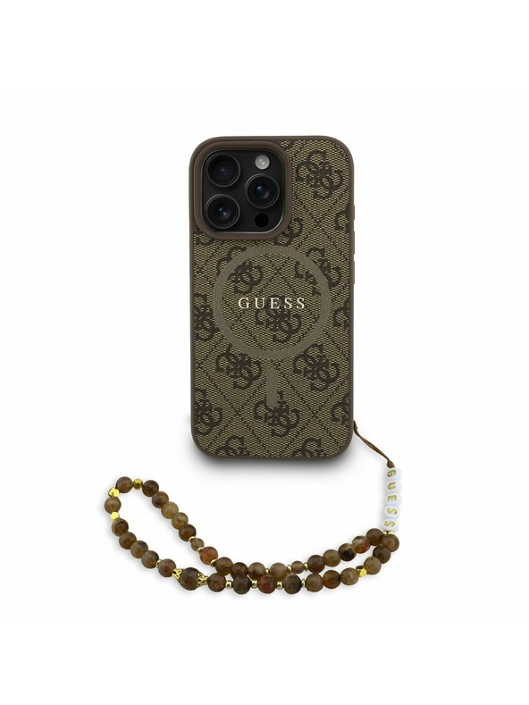 Guess Guess PU Leather 4G Colored Ring Strap MagSafe Zadní Kryt pro iPhone 16 Pro Max Brown