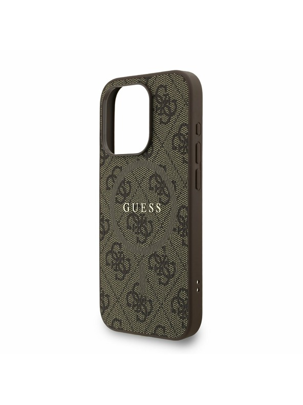 Guess Guess PU Leather 4G Colored Ring Strap MagSafe Zadní Kryt pro iPhone 15 Pro Brown