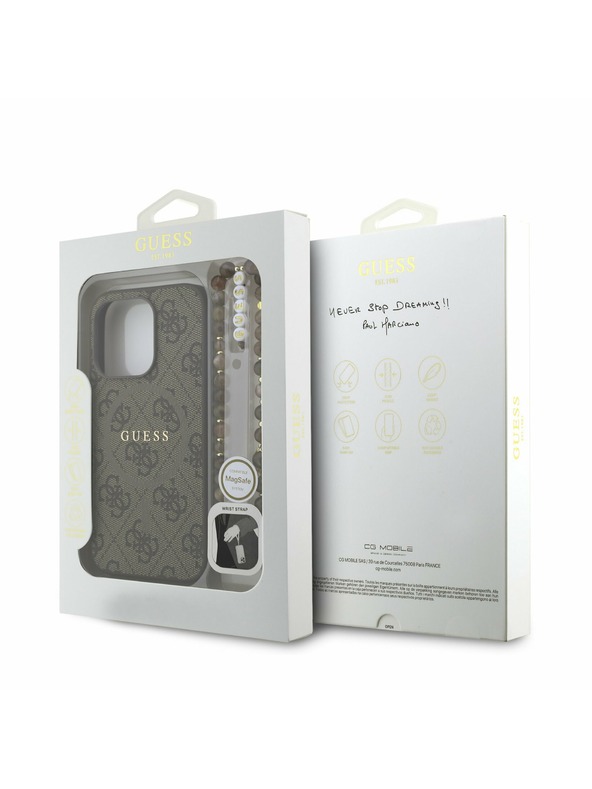 Guess Guess PU Leather 4G Colored Ring Strap MagSafe Zadní Kryt pro iPhone 15 Pro Brown