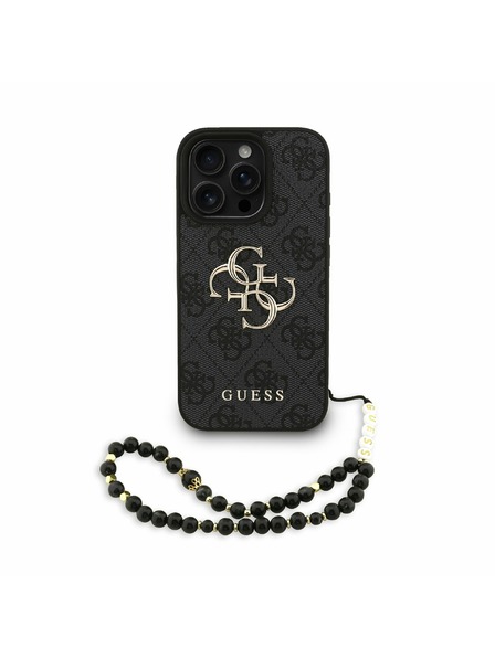 Guess Guess PU 4G Metal Logo Strap Zadní Kryt pro iPhone 16 Pro Black
