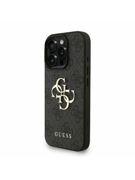 Guess Guess PU 4G Metal Logo Strap Zadní Kryt pro iPhone 16 Pro Black