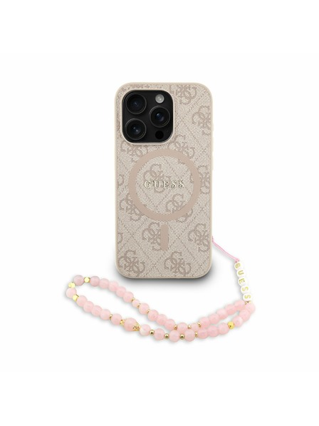 Guess Guess PU Leather 4G Colored Ring Strap MagSafe Zadní Kryt pro iPhone 15 Pro Pink