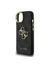 Guess Guess PU 4G Metal Logo Stand Camera Frame Zadní Kryt pro iPhone 15 Black