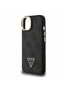 Guess Guess PU 4G Strass Triangle Logo Stand Camera Frame MagSafe Zadní Kryt pro iPhone 15 Black