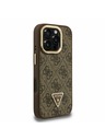 Guess Guess PU 4G Strass Triangle Logo Stand Camera Frame MagSafe Zadní Kryt pro iPhone 16 Pro Brown