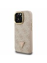 Guess Guess PU 4G Strass Triangle Logo Stand Camera Frame MagSafe Zadní Kryt pro iPhone 16 Pro Max Pink