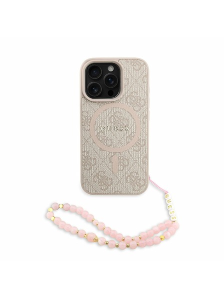 Guess Guess PU Leather 4G Colored Ring Strap MagSafe Zadní Kryt pro iPhone 16 Pro Pink