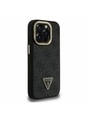 Guess Guess PU 4G Strass Triangle Logo Stand Camera Frame MagSafe Zadní Kryt pro iPhone 15 Pro Black