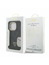 Guess Guess PU 4G Strass Triangle Logo Stand Camera Frame MagSafe Zadní Kryt pro iPhone 15 Pro Black