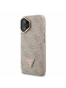 Guess Guess PU 4G Strass Triangle Logo Stand Camera Frame MagSafe Zadní Kryt pro iPhone 16 Pink