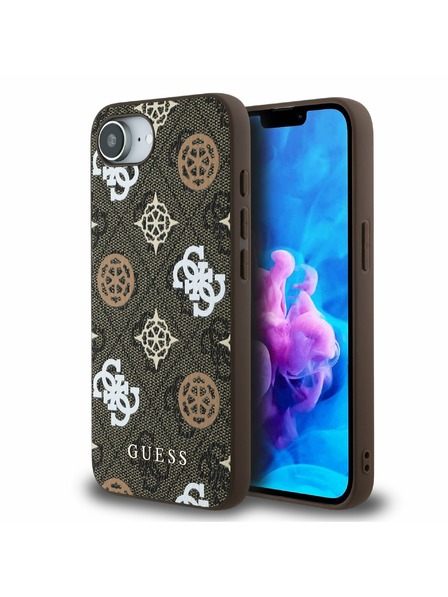 Guess Guess PU 4G Peony MagSafe Zadní Kryt pro iPhone 16e Brown
