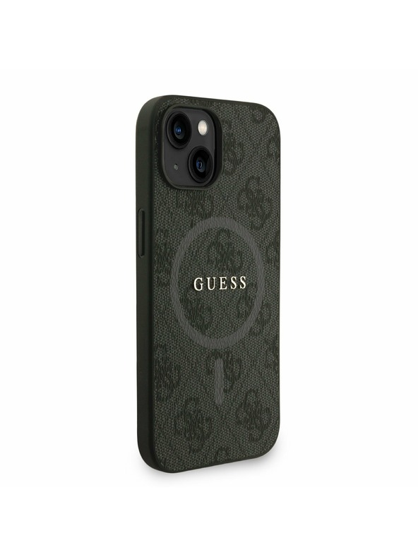 Guess Guess PU Leather 4G Colored Ring Strap MagSafe Zadní Kryt pro iPhone 15 Black