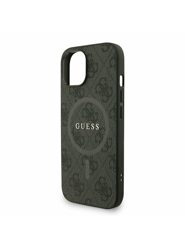 Guess Guess PU Leather 4G Colored Ring Strap MagSafe Zadní Kryt pro iPhone 15 Black