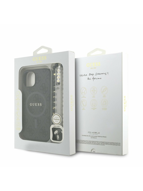 Guess Guess PU Leather 4G Colored Ring Strap MagSafe Zadní Kryt pro iPhone 15 Black