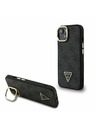 Guess Guess PU 4G Strass Triangle Logo Stand Camera Frame MagSafe Zadní Kryt pro iPhone 13 Black