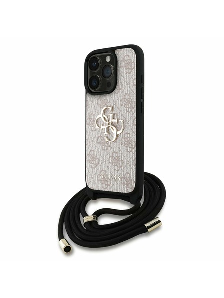 Guess Guess PU 4G Metal Logo Crossbody Popruh Zadní Kryt pro iPhone 15 Pro Max Pink