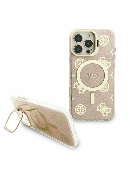 Guess Guess PC/TPU Electroplated Stand Camera Frame MagSafe Zadní Kryt s Vyměnitelným Pozadím pro iPhone 16 Pro Max