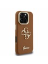 Guess Guess PU Grained 4G Logo Stand Camera Frame Zadní Kryt pro iPhone 16 Pro Max Brown