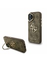 Guess Guess PU 4G Metal Logo Stand Camera Frame Zadní Kryt pro iPhone 16 Brown
