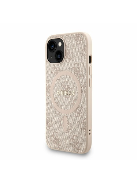 Guess Guess PU Leather 4G Colored Ring Strap MagSafe Zadní Kryt pro iPhone 15 Pink